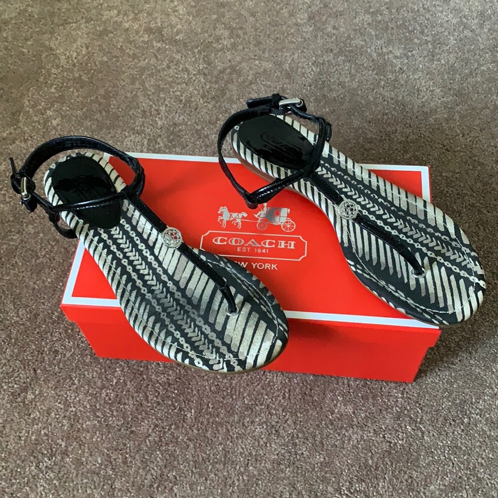 Authentic Coach Shirley Patent Strap Sandals